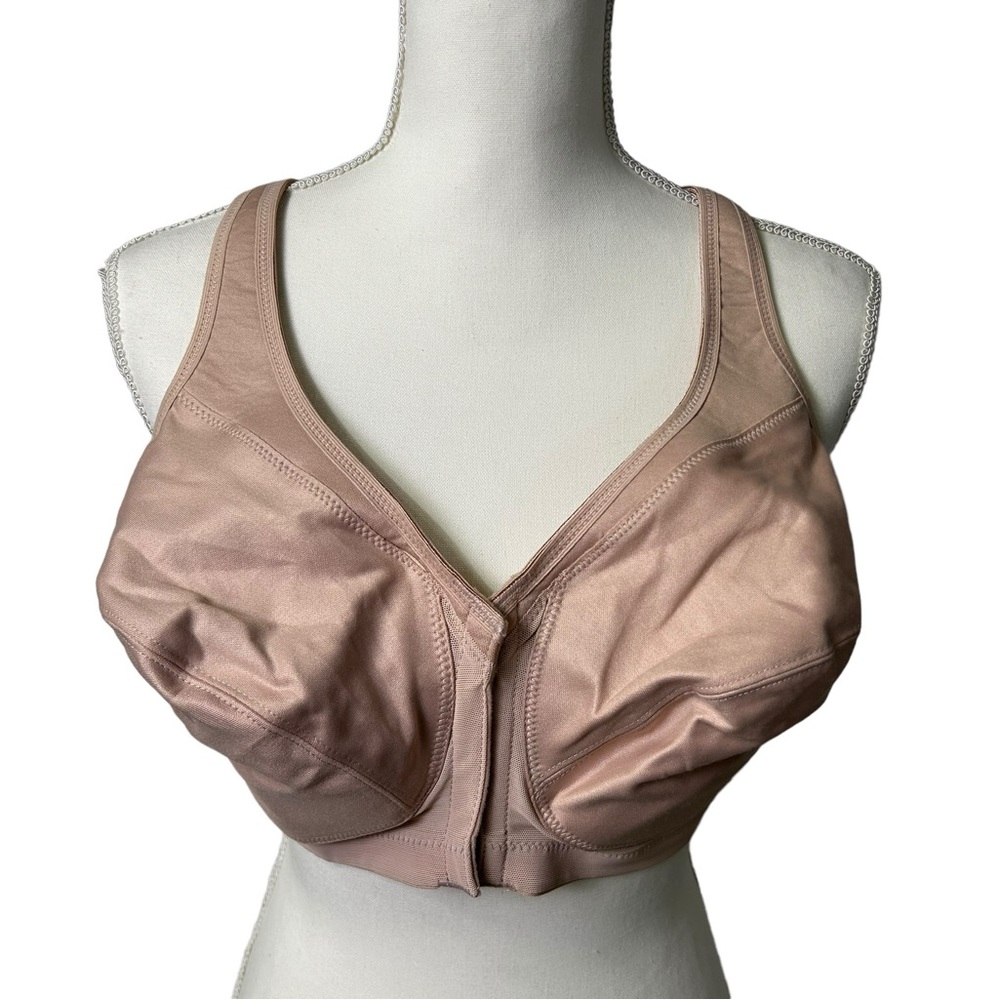 GLAMORISE womens tan wirefree front closure style CN783 unpadded bra NWOT